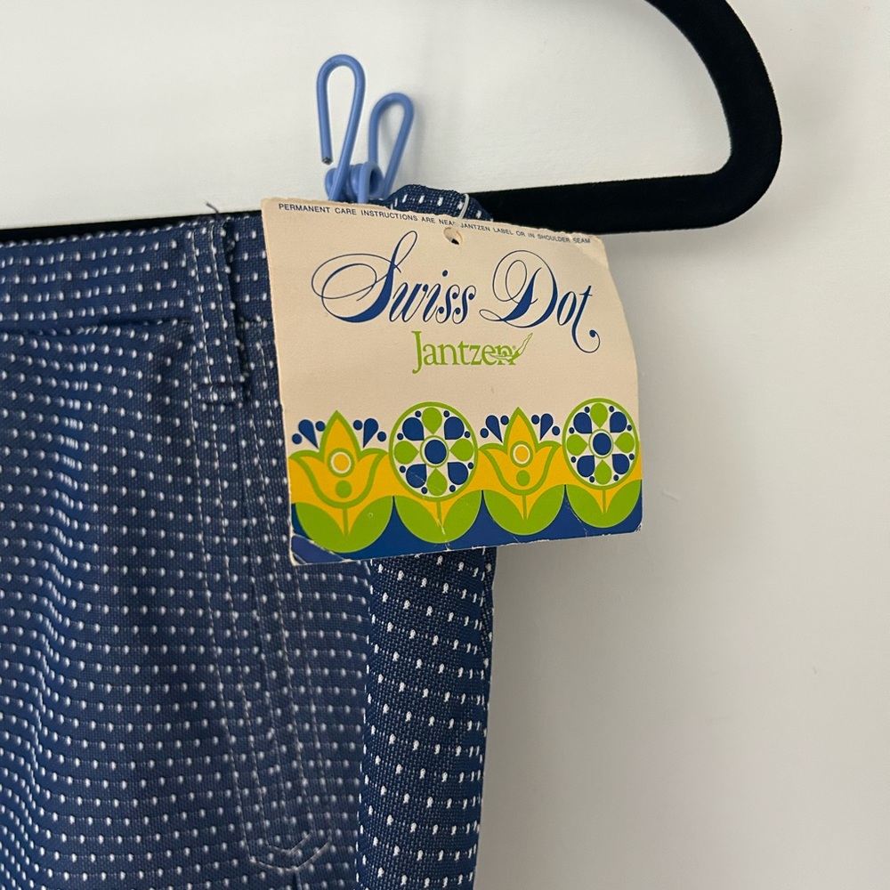 Vintage Blue Polka Dot Box Pleated Skirt - Original Tags - Picture 3 of 4